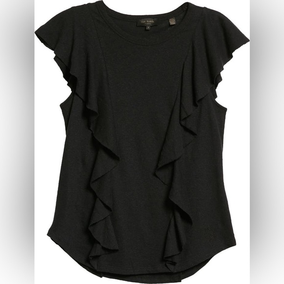 NWT Ted Baker London Kathley Ruffle Cotton & Linen Slub Top size 1 - Picture 5 of 9